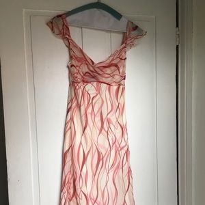 Vintage BCBG Silk confetti cowl neck dress